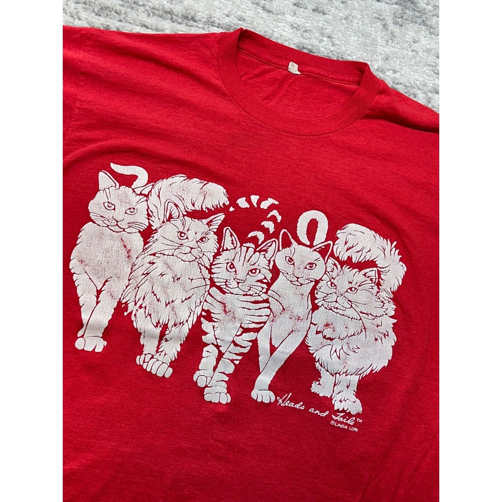 Screen Stars Linda Lori T-Shirt Women XL Tails Cats Vintage Single Stitch
